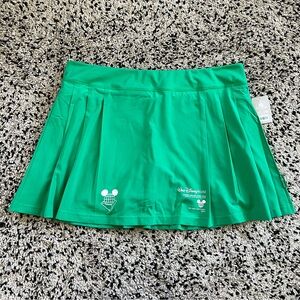 Disney Women’s Disneyworld Logo Pleated Skort Skirt Green Athleisure Stretch 2X
